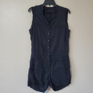 Etienne Marcel Black Sleeveless Button Down Romper